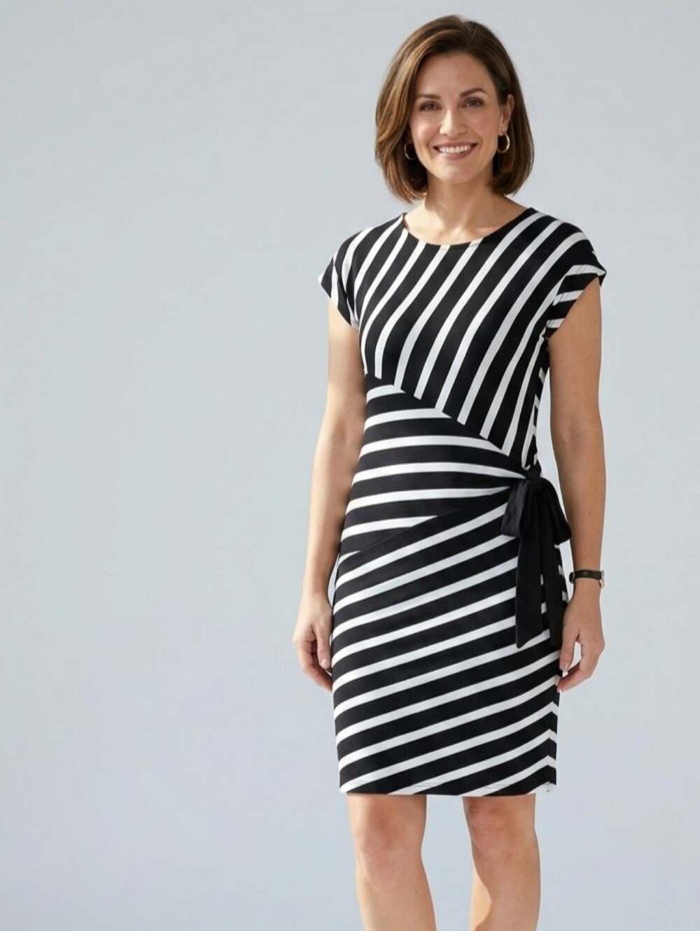 Wardrobe Striped Side Tie Ruched Bodycon Dress 8